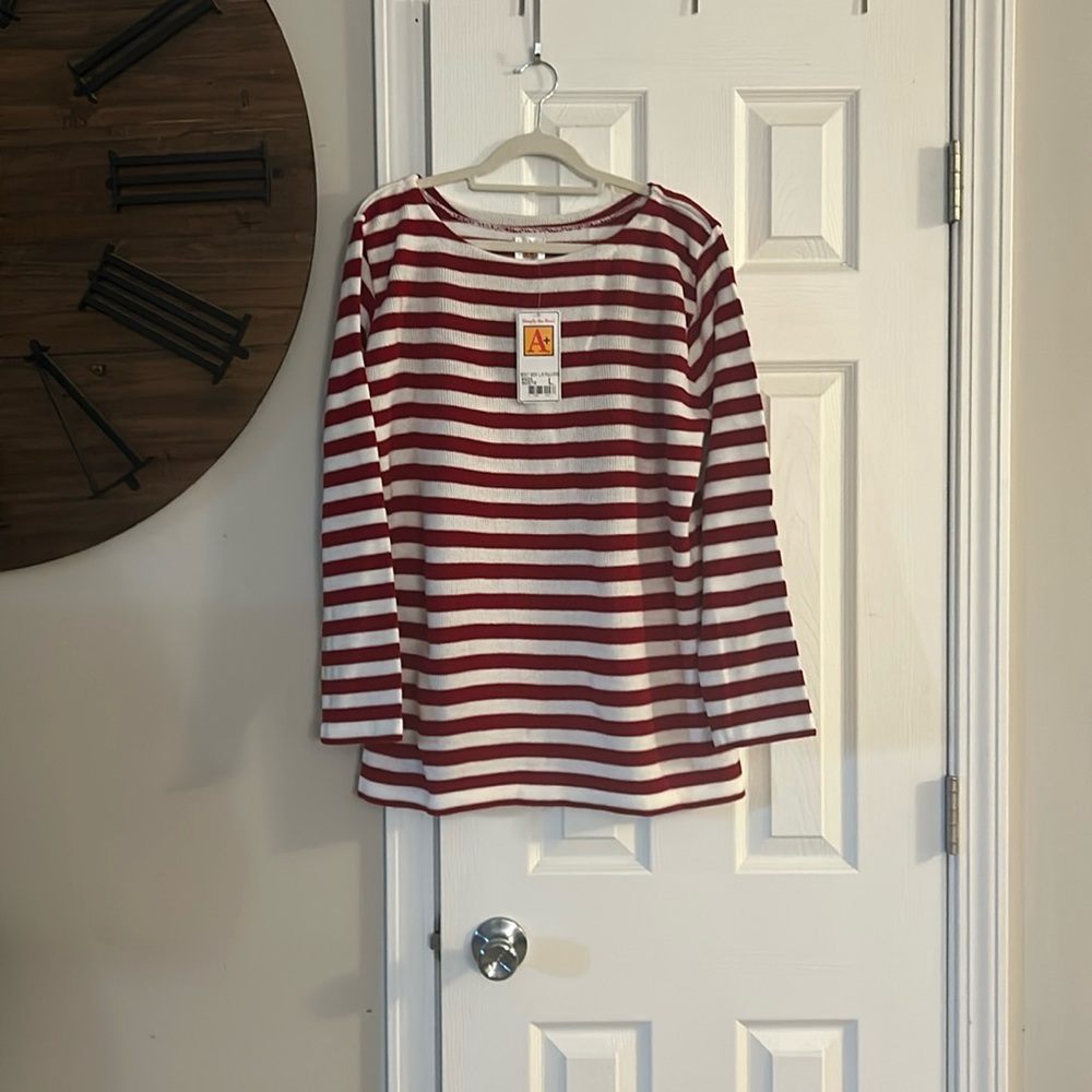 Boat neck striped sweater